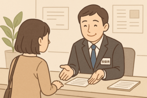 笑顔で対応する市役所職員