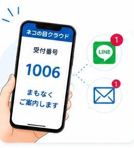 LINEやメールで呼出通知を受け取る画面イメージ
