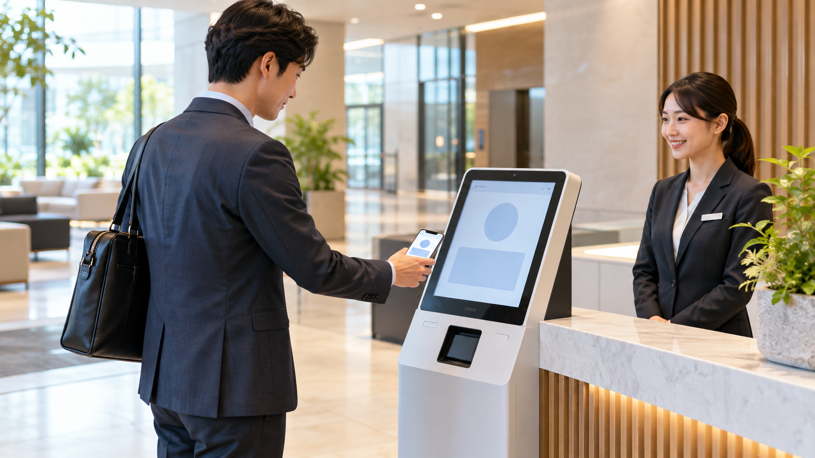 Web受付後に現地端末でチェックインする利用者